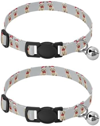 Christmas Dogs Santa Gray Adjustable Buckle Cat Collars 2 Pack Collar for Cats