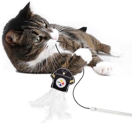 Pets First NFL Pittsburgh Steelers Team Jersey Wand with CAT NIP, Cat Toy Jersey Shaped Plush Teaser Toy for Cats & Kittens - Interactive Pet Toy for Play & Exercise