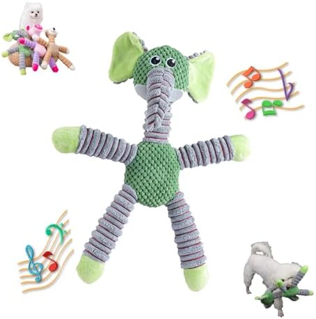 2026 Upgraded Dog Toys for Aggressive Chewers,Squeaker Inside Interactive Chew Toy with Hypoallergenic Filling | Oeko-TEX Certified Boredom Buster & Cuddle Companion (7.9 * 14.9in) (Green Elephant)