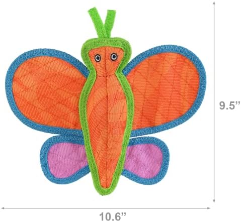 Tuffy® - DuraForce® : Butterfly Dog Toy: Ultra Durable Plush Toy with Multiple Layers & Reinforced Seams, Washable and Floats, DuraForce® Construction