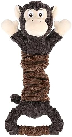 Letsmeet Plush Dog Toy with Crinkle Paper, Tug of War Pull Interactive Toys for Puppies to Large Dogs