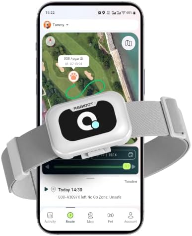 ABBIDOT GPS Tracker for Dogs - Real-Time Pet Tracker with Virtual Fence, Activity Monitor, Location History, Escape Alerts, 3-Mode Night Light, GPS Dog Tracker with Health & Behavior Monitoring