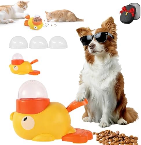 Duck Cat Treat Dispenser, Duck Puzzle Feeder for Cats, 2-in-1 Puzzle Toy That Challenges & Rewards, Keeps Indoor Cats Busy—Less Boredom, Slow Feeder for Pet Eating & Iq Training (Yellow-1Pcs)