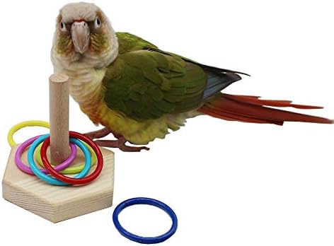 QBLEEV Bird Tabletop Toy, Parrot Activity & Training Trick Color Ring Toys