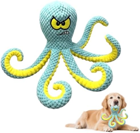 MAXBECK Interactive Octopus Dog Toy, Plush Dog Toy with Crinkle Paper & Squeaker, Tug of War Dog Toy for Small Medium Large Dogs, Soft Dog Chew Toy for Indoor Play, Puppy Training (H-Octopus-Green)