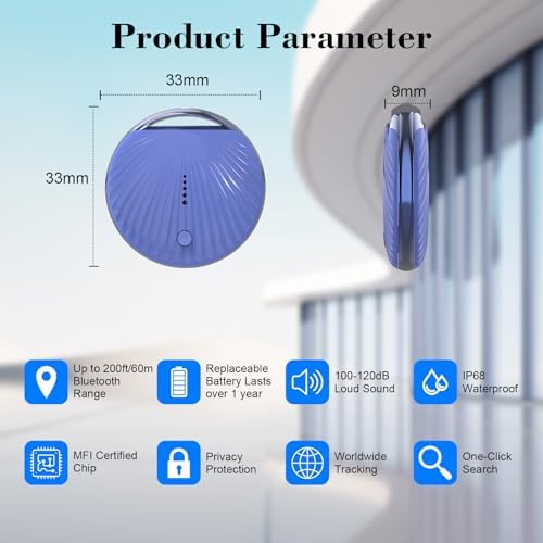 Air Tracker Tag, [MFi Certified] Smart Tag, Pet Bluetooth Tracker for Apple Find My, IP68 Waterproof,Replaceable Battery, Key Finder and Item Locator for Keys, Bags, Pets, Wallet-Blue