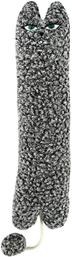 TTcat 14.6 Inch Large Curly Plush Pillow Cat Kicker Toy with Catnip Silvervine Powder, Soft Stuffed Cat Chew Toy with Tail, Interactive Toy for Indoor Cats and Kittens(Grey).