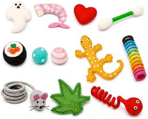 Glaciart One Wool Felt Cat Toys for Indoor Cats, 12-Piece Catnip Set