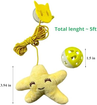 Interactive Bell Ball and Hanging Toy for Ferret, Star Hanging Toys and Interactive Balls for Ferrets Cat Small Dogs, Ferret Enrichment Toys, Ferret Accessories, Small Pet Gifts (Orange - Star)