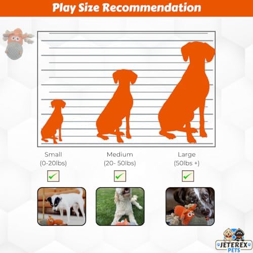 Large Dog Toy - Orange Cow Squeaky Dog Toys for Large Dogs, Med and Small Dogs. Durable with Pineapple Plush Fabric, Rope Legs, Hidden Seams, Reinforced Stress Points, Embroidered Eyes