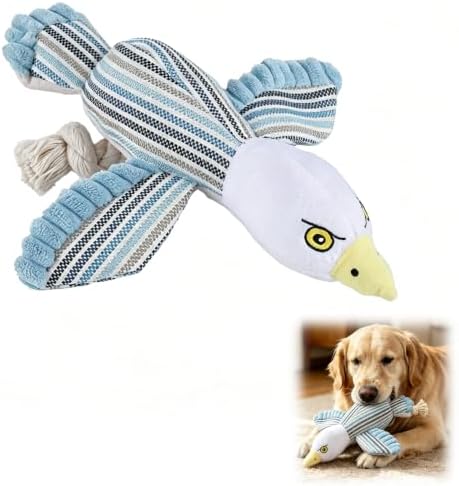 2026 Upgraded Indestructible Plush Dog Toy for Aggressive Chewers, Interactive Squeaky Chew Toy, Durable Teething Toy for Small, Medium & Large Dogs (Blue Bird)