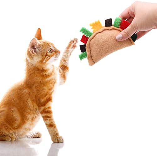 Glaciart One Felt Taco Cat Toys with Catnip | 2 Pcs Cute Cat Toy for Interaction & Boredom Relief, Encourages to Exercise, Explore & Play | Filled w/Organic Catnip to Help Sooth or Reduce Anxiety