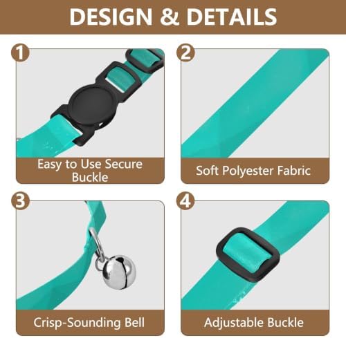 Aqua Turquoise Gradient Small Dog Collar 2 Pack Collars for Puppies Adjustable Length 10.6" to 17.1"