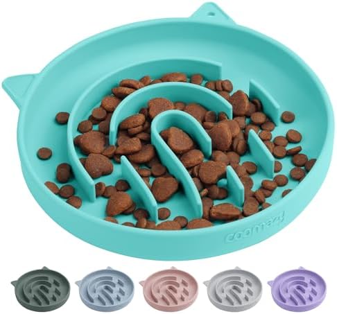 Coomazy Slow Feeder Cat Bowl Silicone Pet Puzzle Feeder for Slow Eating