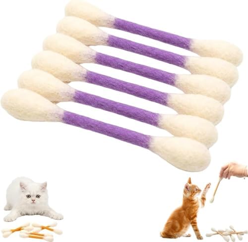 Cotton Swabs Cat with Catnip, 6 Pk Giant Kitten Chew Sticks,Interactive Kitty Kick Sticks for Cat Lovers Gift - Sturdy Teething Chew Toy (Purple)