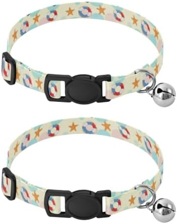 2 Pack Cats Collar Nautical Anchors Cat Bell Collar, Adjustable 10.6 to 17.1 Inches