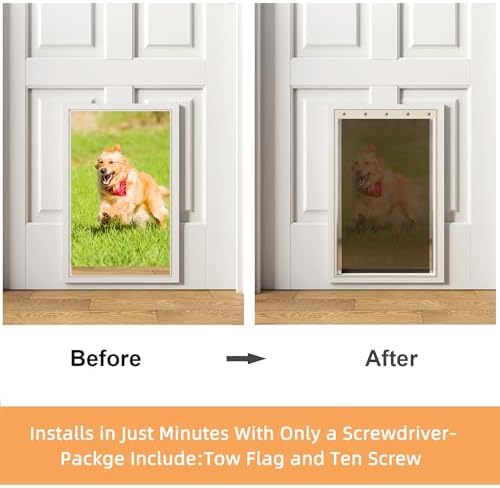 MIAOTONG 2 Pack Weatherproof Large Dog Door Replacement Flaps with Screws | Compatible with PetSafe Freedom Doggie Door PAC11-11039,Dog Door Flap Measures 10 1/8" X 16 7/8", Flexible, Durable, BPA-Free