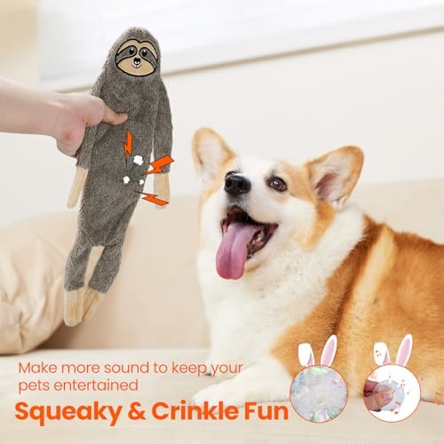 HGB No Stuffing Squeaky Dog Toys, Crinkle Plush Dog Toys to Keep Them Busy