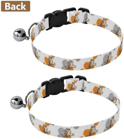 Owl Branch Bell Collar for Small Dogs 2 Pack Kitten Collars Adjustable Length 10.6" to 17.1"