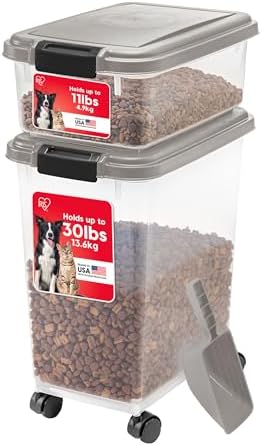 IRIS USA Airtight Dog Food Storage Container Combo, 30 lb & 11 lb Bin