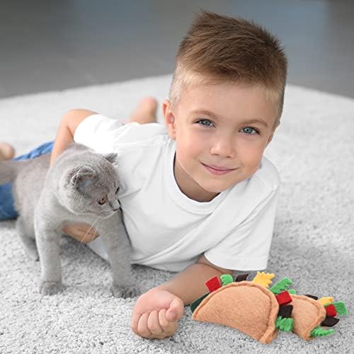 Glaciart One Felt Taco Cat Toys with Catnip | 2 Pcs Cute Cat Toy for Interaction & Boredom Relief, Encourages to Exercise, Explore & Play | Filled w/Organic Catnip to Help Sooth or Reduce Anxiety