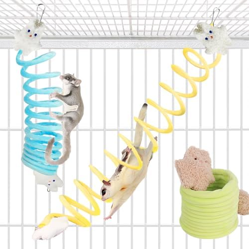 3Pcs Elastic Sugar Glider Climbing Rope Toys, Hanging Cage Accessory