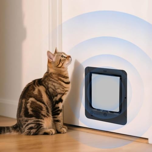 Cat Flap Door, Smart Cat Door for Interior & Exterior, Cat Flap Doors a Small Open Door for a Crate, Easy Installation Pet Doors for Cats Houses, Playpens, Cats delivery Room, etc. (Black)