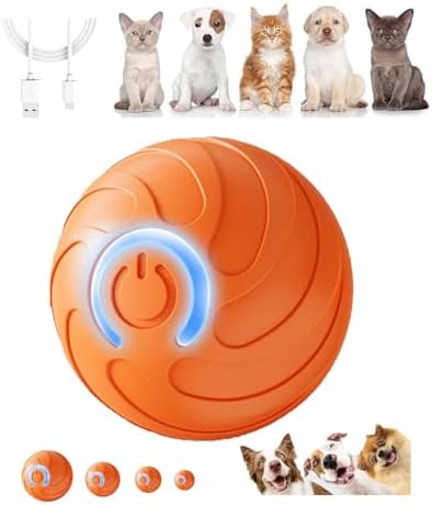 Smart Jumping Ball for Dogs,Duraspin Dog Bouncing Ball,Automatic Rolling,Interactive Bouncing Toys for Small Dogs,Dog, Orange