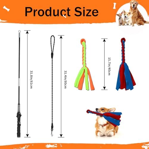 Flirt Pole for Dogs, Interactive Dog Toys Teaser Wand Play Pole with Rope