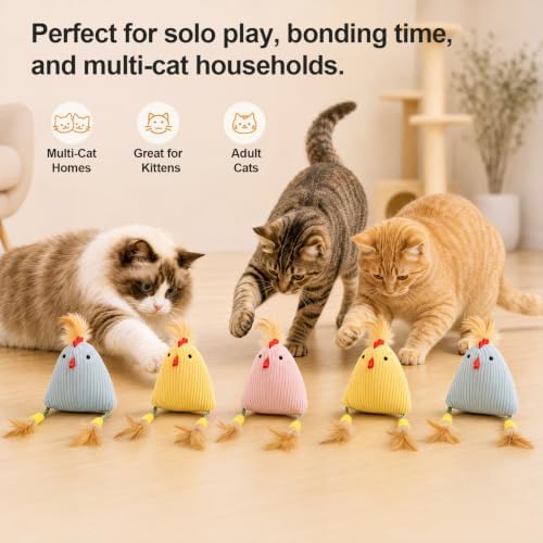 Corduroy Chick Cat Toys Catnip Feather Toys for Indoor Kittens