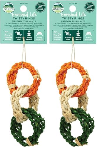 Oxbow Enriched Life Twisty Rings, Rabbit Toys, Guinea Pig Toys, Enrichment for Bunny, Guinea Pig, Hamster, Rabbit, Chinchilla, Rat, Chinchilla Cage Accessories, Small Pet Accessories for Cage