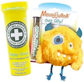 Meowijuana Get Silly Furry Fiend & Catnip Bundle | Refillable Plush + Blend