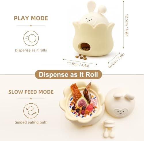 Interactive Dog Puzzle Toy for Freezable Licking&Treat Dispensing | Interactive Slow Feeder,Fill with kibble, or create freezable treats,Suitable for outdoor use, For All Dogs (Beige, Rabbit)