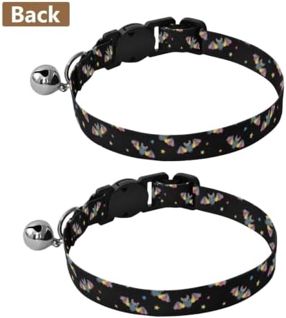 Cute Cartoon Bats Colorful Rainbow Wings Kitten Collar 2 Pack Collar for Cats Adjustable 10.6 to 17.1 Inches