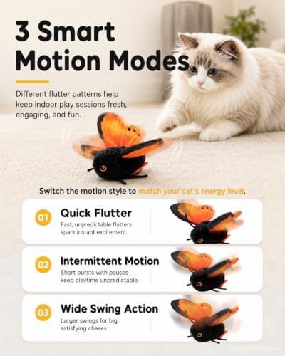 Smart Sensing Flapping Butterfly Toy for Cats
