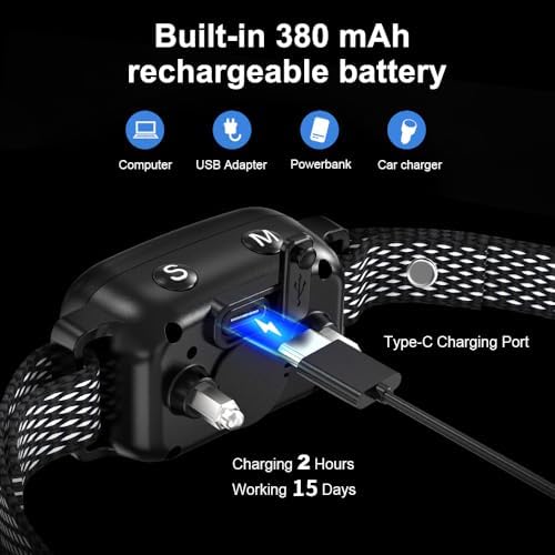 Dog Bark Collar, Takilar Rechargeable Bark Collar for Dogs, Smart Anti Barking Training Collar with 7 Adjustable Sensitivity and 9 Shock Intensity, Bark Shock Collar with Beep Vibration Shock (Navy)