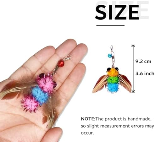 Cat Feather Toys,6 Pcs Coloful Artificial Insects Bees Refills,Cat Wand Attachment Toys for Kitten Cats Wand(6Pcs Bees