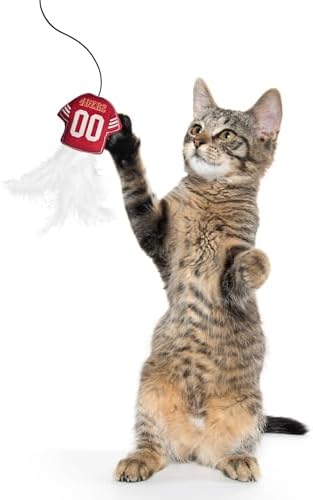Pets First NFL SAN Francisco 49ERS Team Jersey Wand with CAT NIP, Cat Toy Jersey Shaped Plush Teaser Toy for Cats & Kittens - Interactive Pet Toy for Play & Exercise