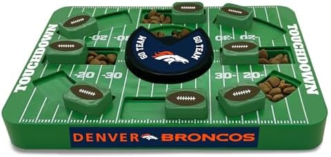 Pets First NFL Denver Broncos Large Puzzle Toy, New Size, Interactive Dog Treat & Slow Feeding Toy