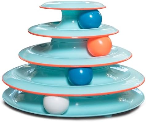 Catstages Chase Meowtain 4-Tier Interactive Cat Track Toy, 10.1" x 7.1" | 4-Level Tower, 4 Spinning Balls, Non-Slip Base, Interactive Enrichment, Indoor Cats & Kittens, Multi-Cat Homes