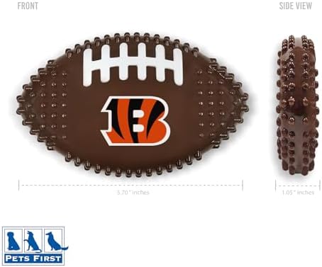 NFL Cincinnati Bengals Mega-chew Hard Nylon Bacon-flavored Dog Bone Football Chew Toy. Interactive Tasty Fun Dog Chew Toy. Indestructible Strong Durable Chew Toy Tough Pet Toys for Aggressive Chewers