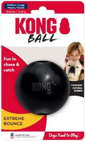 KONG Extreme Ball with Hole, Rubber Fetch Toy, Black, for Large/Medium Dogs