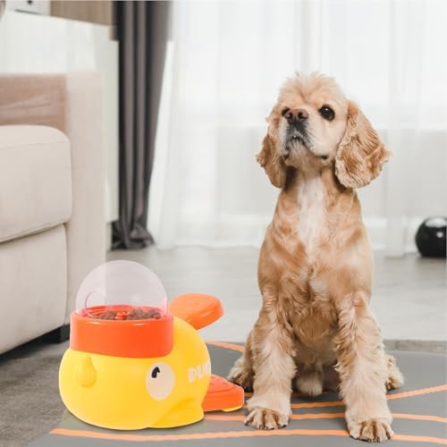 Interactive Dog Toys, Duck Shape Dog Slow Feeder Puzzle Toy, 2 in 1 Interactive Slow Feeder for Cat, Pet Treat Food Dispenser, Pet Feeding Tool for Enrichment, Reduces Bloating & Training