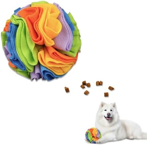 Andiker 5.9" Snuffle Ball for Dogs, Plush Colorful Interactive Snuffle Ball Hide Treat Dog Puzzle Toy for Relieving Boredom and Training Machine Washable Dog Balls for Small Dogs (Rainbow, S)