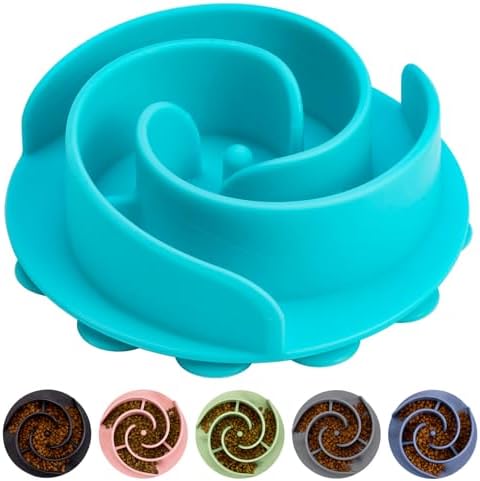 Slow Feeder Dog Bowls Insert, Bestalk Soft Silicone Slow Eating Feeder Insert with Suction Cups for Small, Medium and Large Dogs, Fit into Basic and Elevated Dog Bowls, Teal