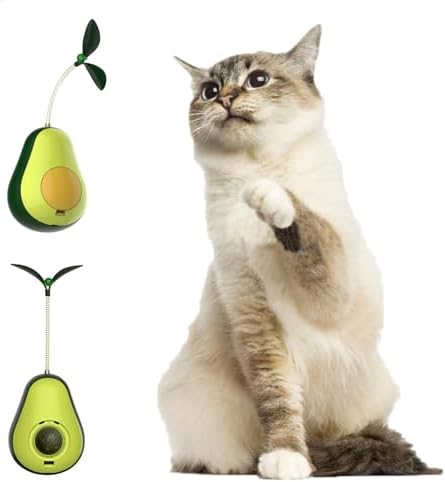 2 Pack Cat Catnip Toys Cat Puzzle Toys Tumbler 3-in-1 Interactive Feather Wand Cat Toys for Indoor Avocado Cat Feeder Funny Kitten Toy (2 Pack)