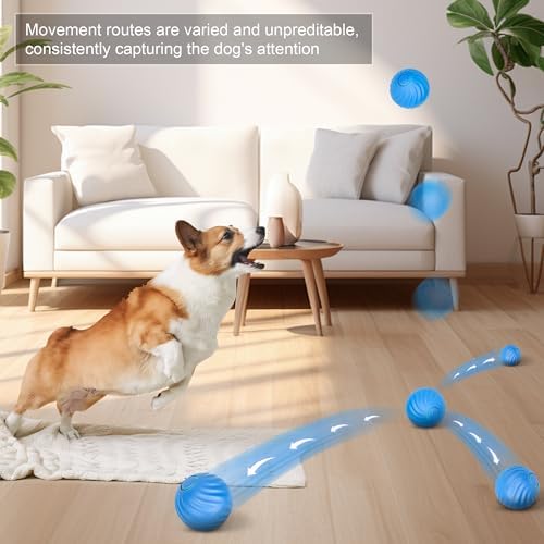 NEOALLYPETS Smart Interactive Dog Toy Ball, Active Rolling Wicked Ball with Automatic Bouncing and Rotating for Puppy/Small Dogs Durable, Chewable, USB Recharger and Fun Gift Toy to Dog (Large)
