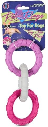 Bow Wow Pet Triple Rings Dog Toy – Vanilla Scented Tug & Fetch Chew Toy for Dental Health – Durable TPR Design