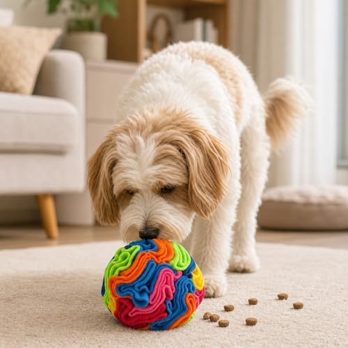 1PCS Snuffle Ball for Dogs, Interactive Slow Feeder Toy with Storage Bag, Keep Pets Occupied, Anxiety Relief for Bored Dogs, 8 Colorful Snuffle Ball with 3.94 Inch Diameter