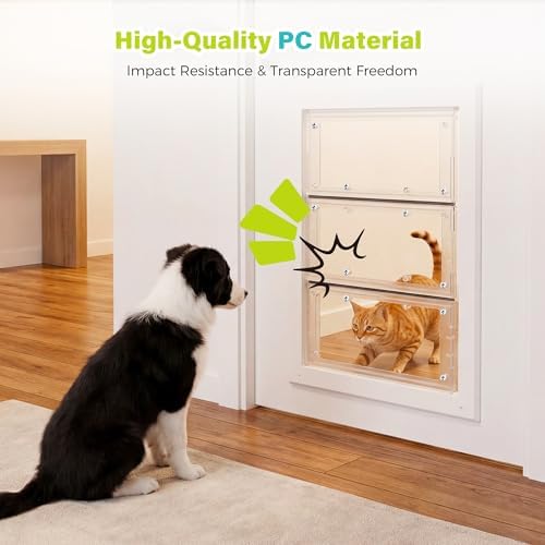3-Panel Dog Door Flap with 4 Rubber Strips Fits Ideal Pet Product Flap 10.25"x15.75"